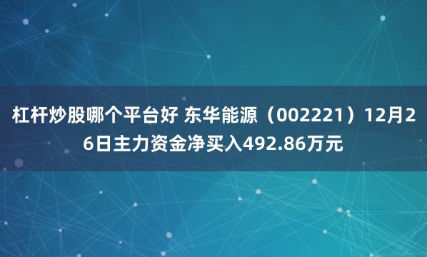 杠杆炒股哪个平台好 东华能源（002221）12月26日主力资金净买入492.86万元