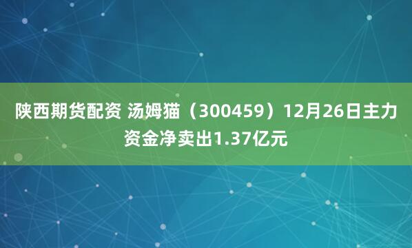 陕西期货配资 汤姆猫（300459）12月26日主力资金净卖出1.37亿元